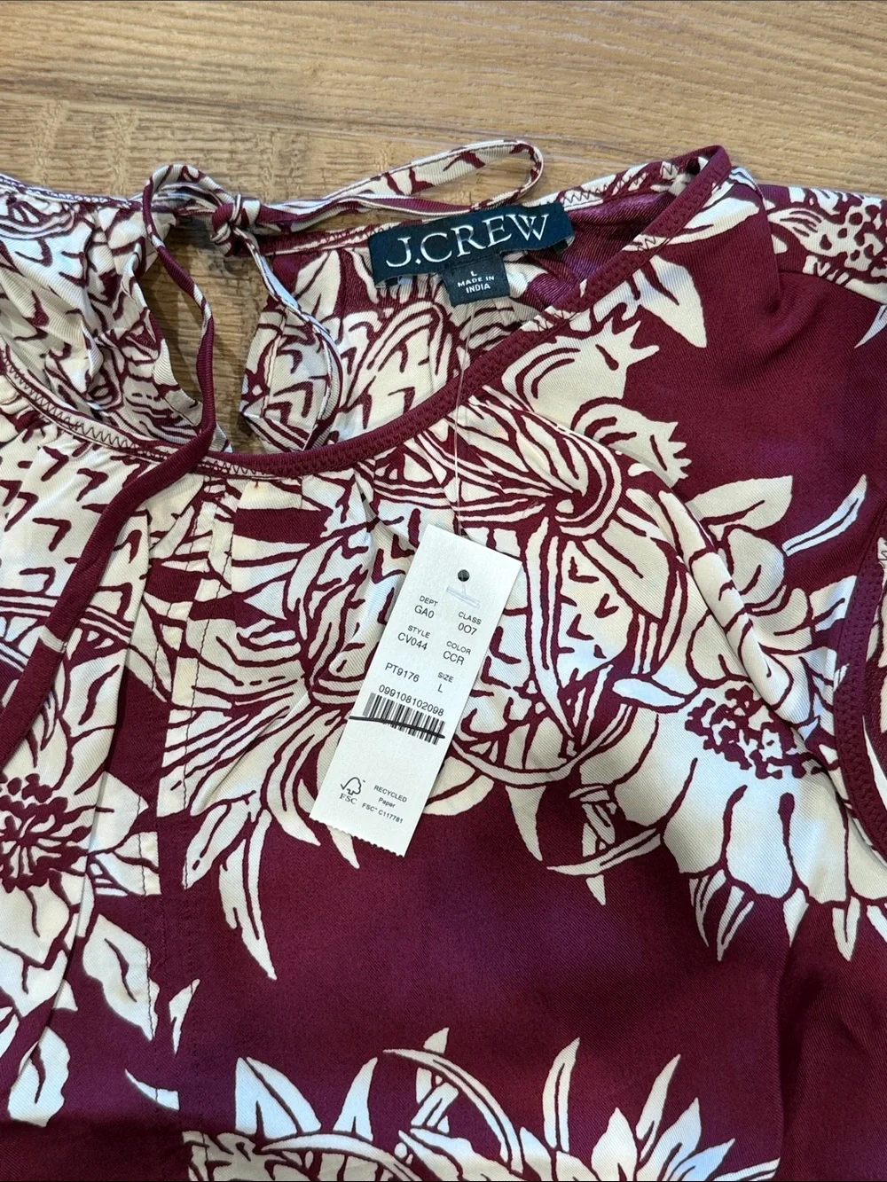 J Crew Drawstring-waist tank top in pineapple garden sateen